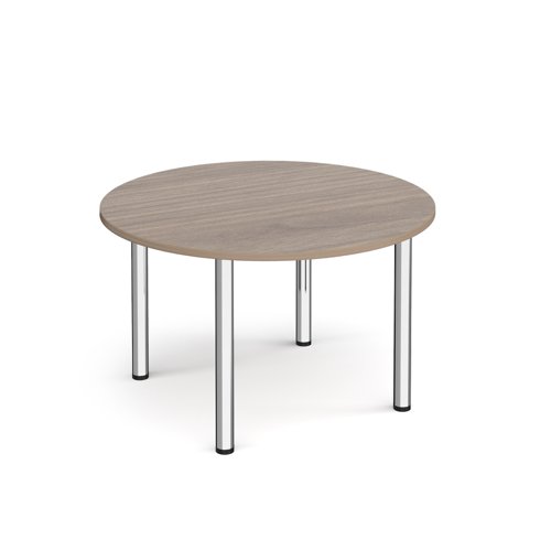 Circular chrome radial leg meeting table 1200mm x 800mm - Barcelona Walnut