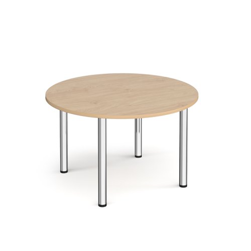 Circular chrome radial leg meeting table 1200mm x 800mm - Kendal Oak