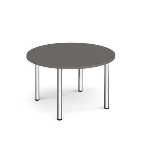 Circular chrome radial leg meeting table 1200mm x 800mm - Onyx Grey | DRL1200C-C-OG | Dams International