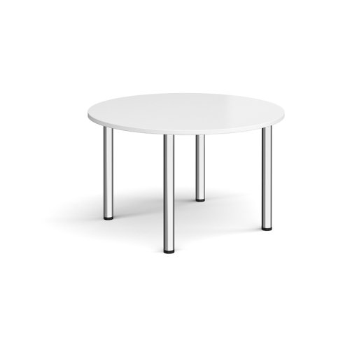 Circular chrome radial leg meeting table 1200mm - white Meeting Tables DRL1200C-C-WH