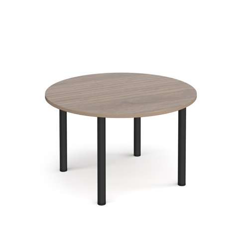 Circular black radial leg meeting table 1200mm x 800mm - Barcelona Walnut