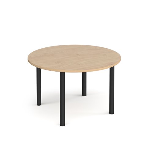 Circular black radial leg meeting table 1200mm x 800mm - Kendal Oak | DRL1200C-K-KO | Dams International