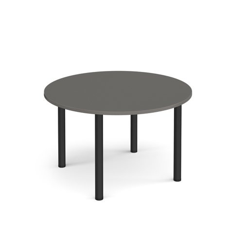 Circular black radial leg meeting table 1200mm x 800mm - Onyx Grey