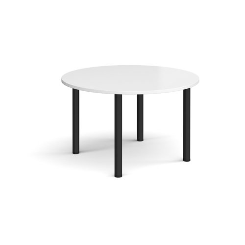 Circular black radial leg meeting table 1200mm - white