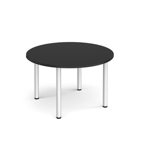 Circular silver radial leg meeting table 1200mm x 800mm - Black | DRL1200C-S-BK | Dams International