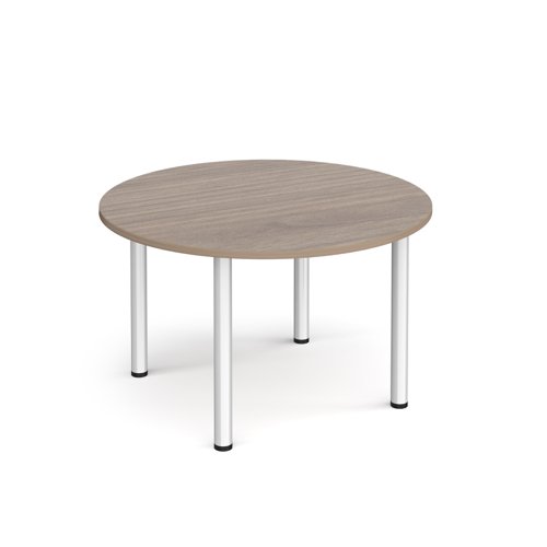 Circular silver radial leg meeting table 1200mm x 800mm - Barcelona Walnut | DRL1200C-S-BW | Dams International