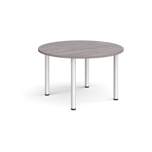 Circular silver radial leg meeting table 1200mm - grey oak Meeting Tables DRL1200C-S-GO