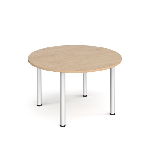 Circular silver radial leg meeting table 1200mm x 800mm - Kendal Oak | DRL1200C-S-KO | Dams International