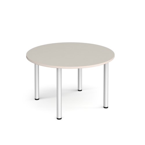 Circular silver radial leg meeting table 1200mm x 800mm - Light Grey | DRL1200C-S-LG | Dams International