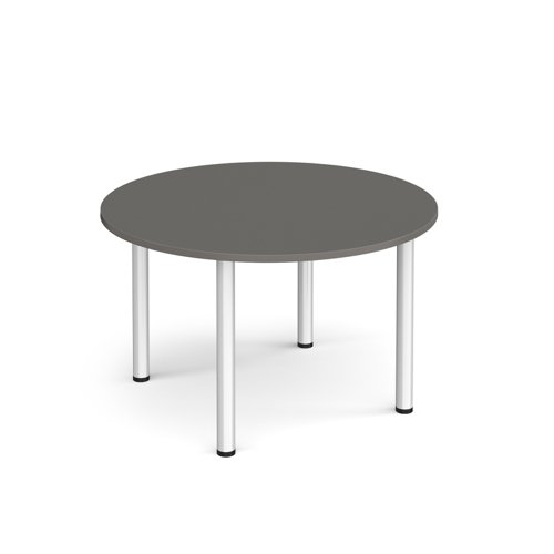 Circular silver radial leg meeting table 1200mm x 800mm - Onyx Grey