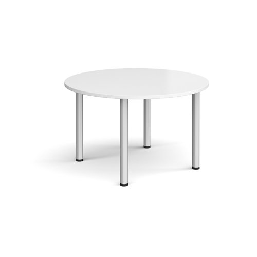 Circular silver radial leg meeting table 1200mm - white Meeting Tables DRL1200C-S-WH