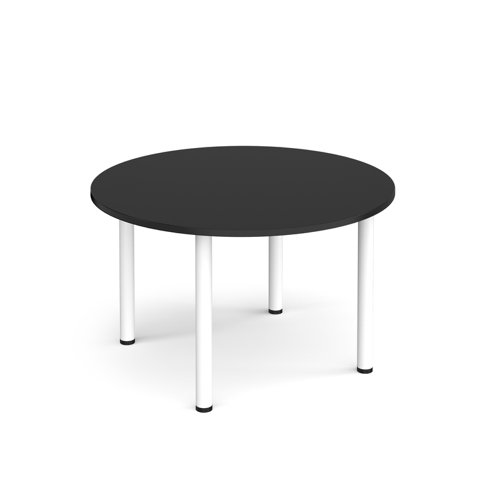 Circular white radial leg meeting table 1200mm x 800mm - Black