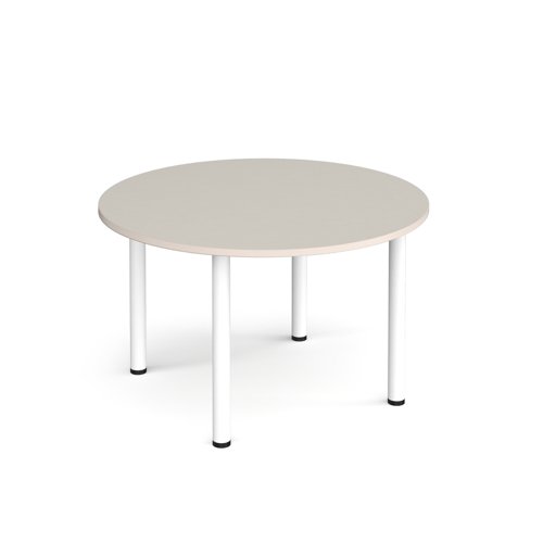 Circular white radial leg meeting table 1200mm x 800mm - Light Grey | DRL1200C-WH-LG | Dams International