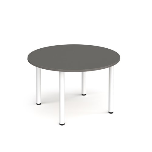 Circular white radial leg meeting table 1200mm x 800mm - Onyx Grey