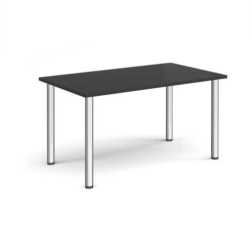 Rectangular chrome radial leg meeting table 1400mm x 800mm - Black