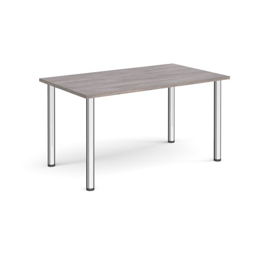 Rectangular chrome radial leg meeting table 1400mm x 800mm - grey oak Meeting Tables DRL1400-C-GO