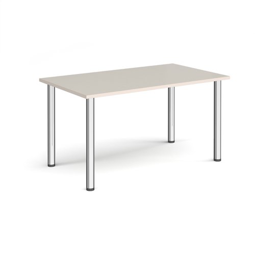 Rectangular chrome radial leg meeting table 1400mm x 800mm - Light Grey | DRL1400-C-LG | Dams International