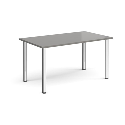 Rectangular chrome radial leg meeting table 1400mm x 800mm - onyx grey