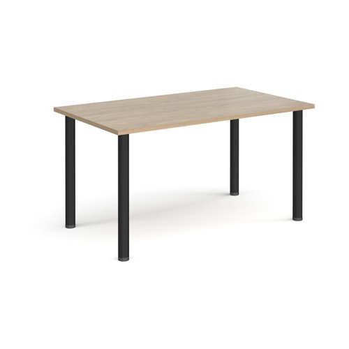 Rectangular black radial leg meeting table 1400mm x 800mm - barcelona walnut