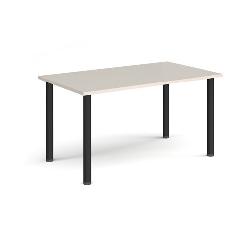 Rectangular black radial leg meeting table 1400mm x 800mm - Light Grey | DRL1400-K-LG | Dams International