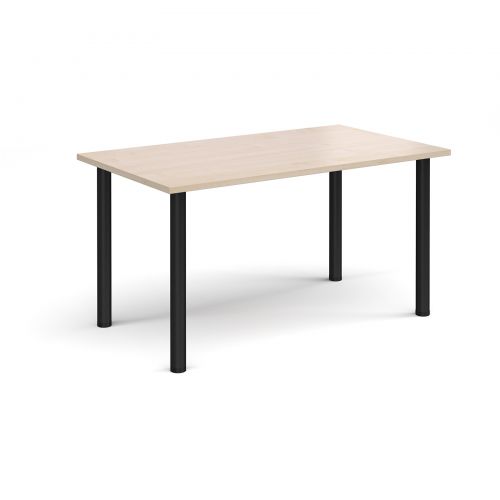 Rectangular black radial leg meeting table 1400mm x 800mm - maple