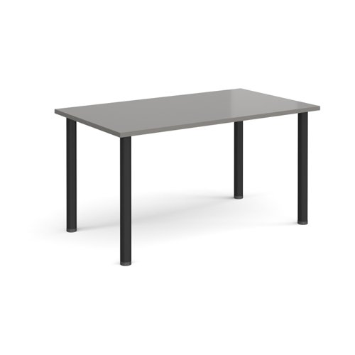 Rectangular black radial leg meeting table 1400mm x 800mm - onyx grey
