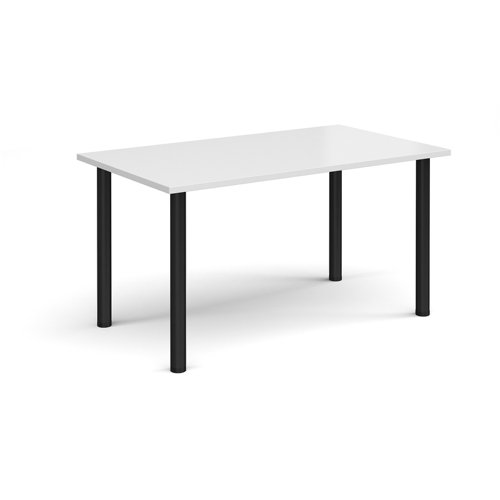 Rectangular black radial leg meeting table 1400mm x 800mm - white Meeting Tables DRL1400-K-WH
