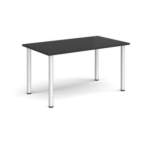 Rectangular silver radial leg meeting table 1400mm x 800mm - Black | DRL1400-S-BK | Dams International