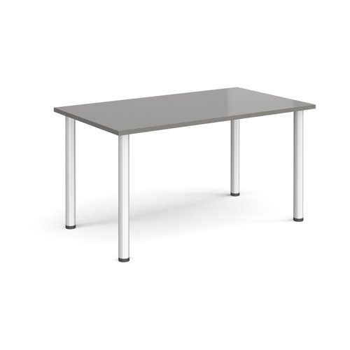 Rectangular silver radial leg meeting table 1400mm x 800mm - onyx grey