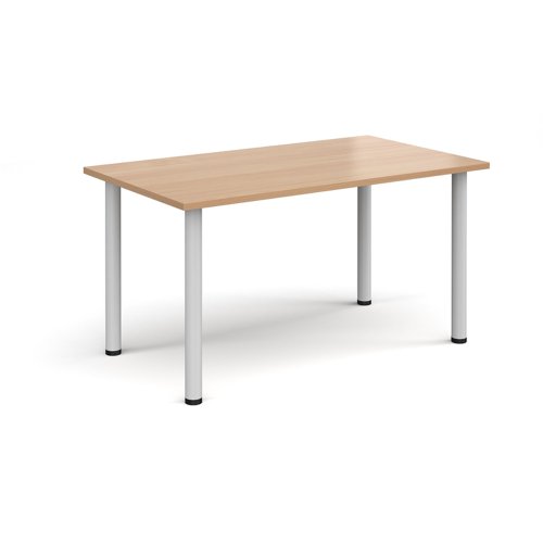 Rectangular white radial leg meeting table 1400mm x 800mm - beech Meeting Tables DRL1400-WH-B
