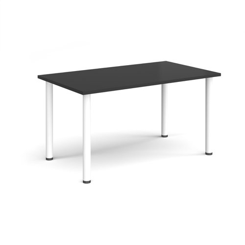 Rectangular white radial leg meeting table 1400mm x 800mm - Black | DRL1400-WH-BK | Dams International