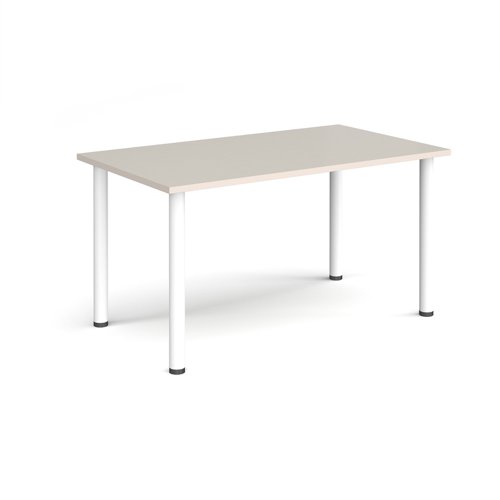 Rectangular white radial leg meeting table 1400mm x 800mm - Light Grey