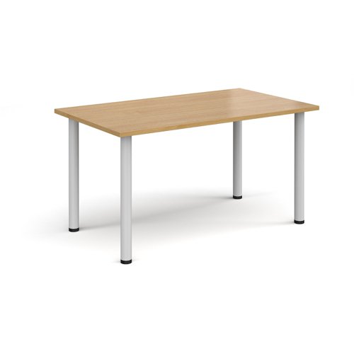 Rectangular white radial leg meeting table 1400mm x 800mm - oak Meeting Tables DRL1400-WH-O