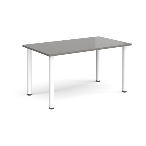 Rectangular white radial leg meeting table 1400mm x 800mm - onyx grey