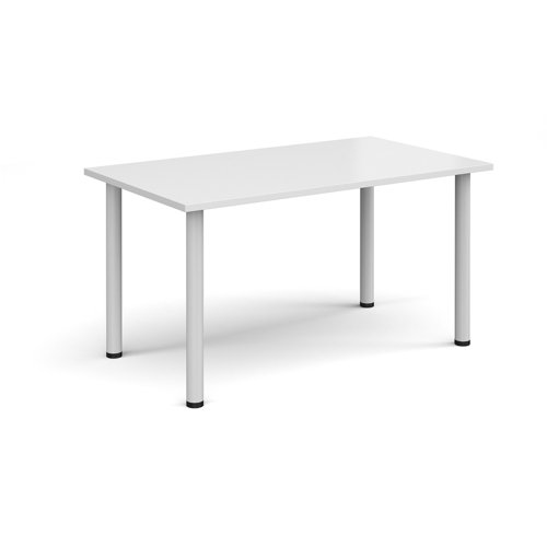 DRL1400-WH-WH Rectangular white radial leg meeting table 1400mm x 800mm - white
