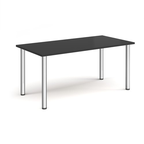 Rectangular chrome radial leg meeting table 1600mm x 800mm - Black | DRL1600-C-BK | Dams International