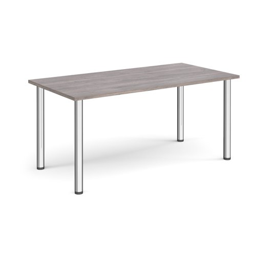 Rectangular chrome radial leg meeting table 1600mm x 800mm - grey oak Meeting Tables DRL1600-C-GO
