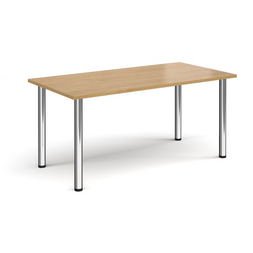 Rectangular chrome radial leg meeting table 1600mm x 800mm - oak