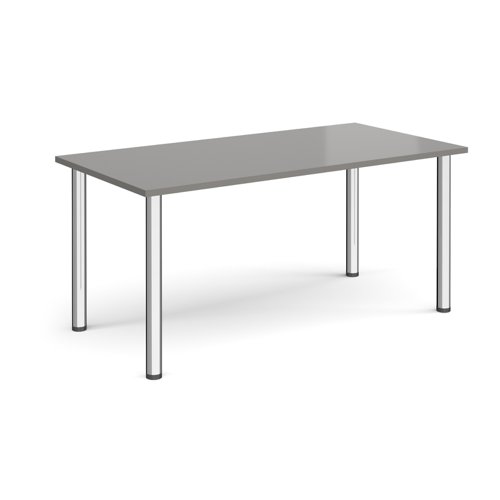 Rectangular chrome radial leg meeting table 1600mm x 800mm - onyx grey