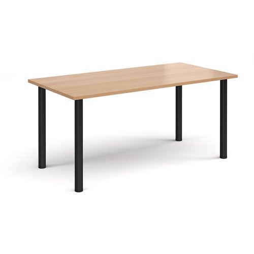 Rectangular black radial leg meeting table 1600mm x 800mm - beech