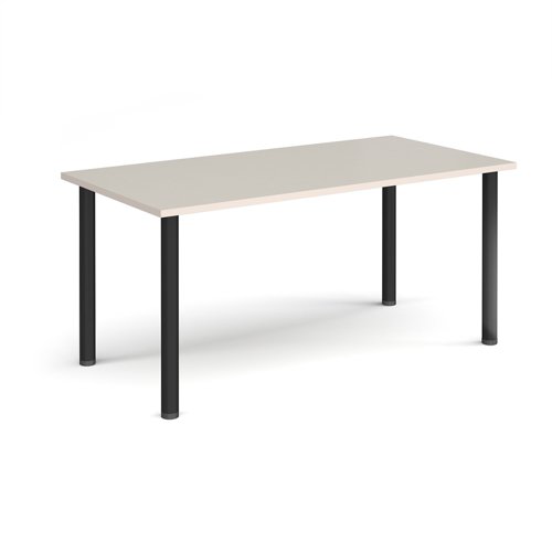 Rectangular black radial leg meeting table 1600mm x 800mm - Light Grey