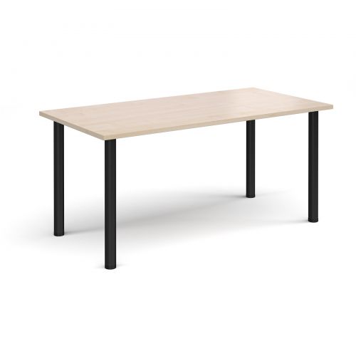 Rectangular black radial leg meeting table 1600mm x 800mm - maple
