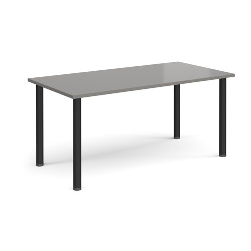 Rectangular black radial leg meeting table 1600mm x 800mm - onyx grey