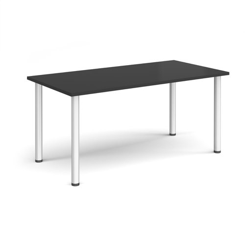 Rectangular silver radial leg meeting table 1600mm x 800mm - Black