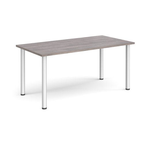 Rectangular silver radial leg meeting table 1600mm x 800mm - grey oak