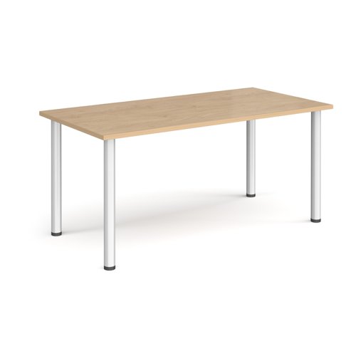 Rectangular silver radial leg meeting table 1600mm x 800mm - kendal oak