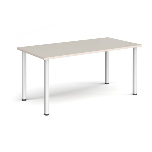 Rectangular silver radial leg meeting table 1600mm x 800mm - Light Grey