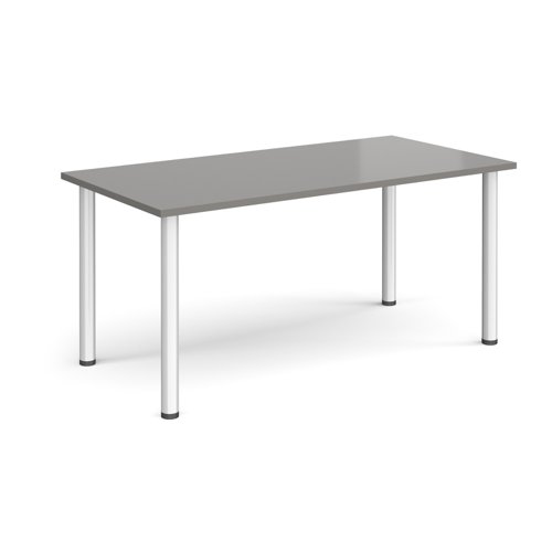 Rectangular silver radial leg meeting table 1600mm x 800mm - onyx grey