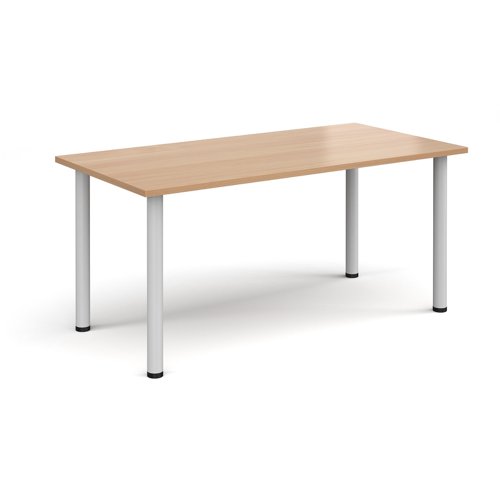 DRL1600-WH-B Rectangular white radial leg meeting table 1600mm x 800mm - beech