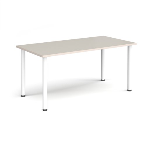 Rectangular white radial leg meeting table 1600mm x 800mm - Light Grey | DRL1600-WH-LG | Dams International